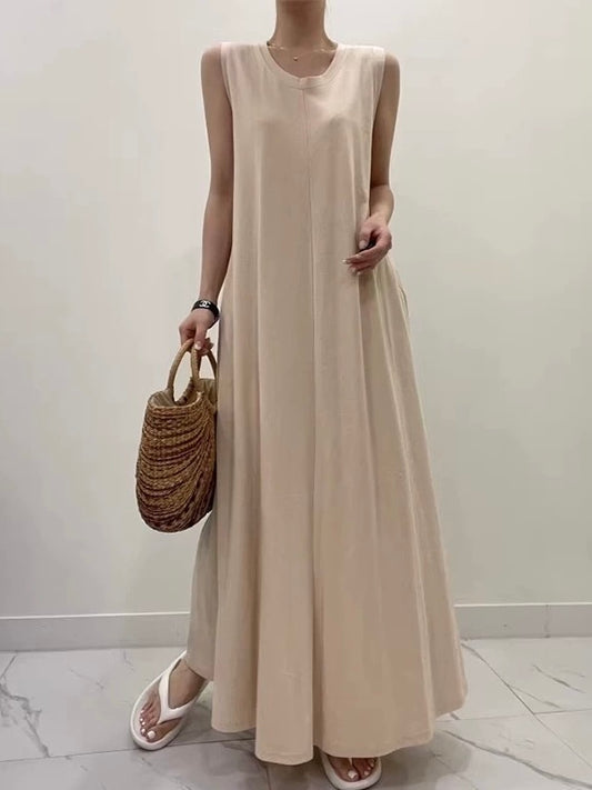 Long Solid Color Vest Dress