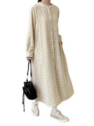 Simple Loose Plaid Long Dress