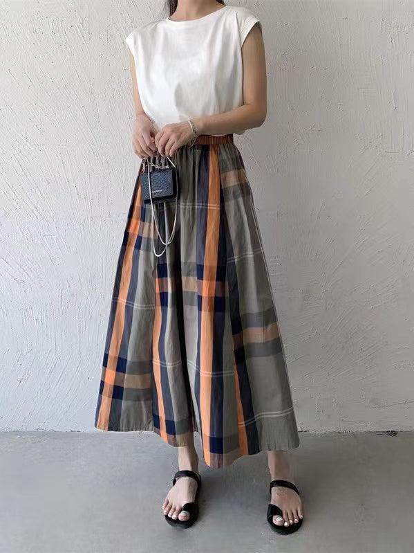Vintage Plaid Plaid A-line Skirt - PAINEVIDA