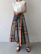 Vintage Plaid Plaid A-line Skirt - PAINEVIDA