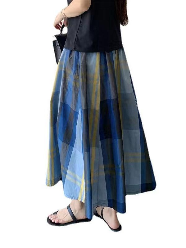 Vintage Plaid Plaid A-line Skirt - PAINEVIDA