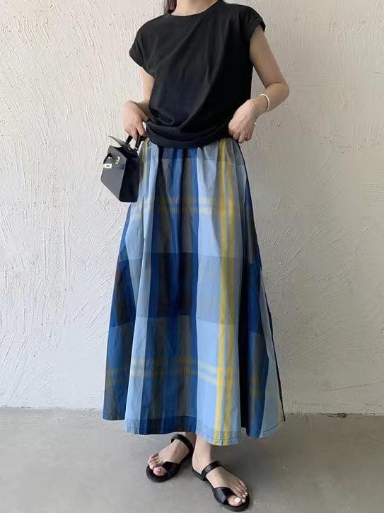 Vintage Plaid Plaid A-line Skirt - PAINEVIDA
