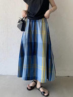 Vintage Plaid Plaid A-line Skirt - PAINEVIDA