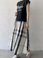 Vintage Plaid Plaid A-line Skirt - PAINEVIDA