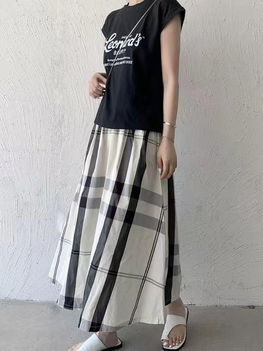 Vintage Plaid Plaid A-line Skirt - PAINEVIDA