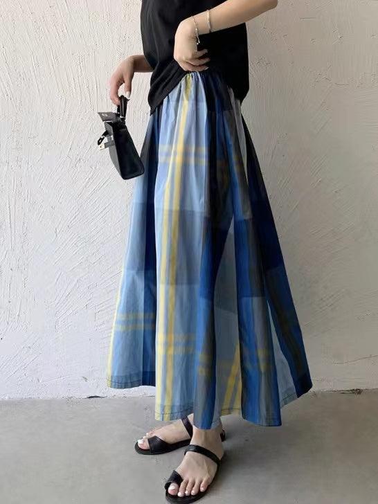 Vintage Plaid Plaid A-line Skirt - PAINEVIDA