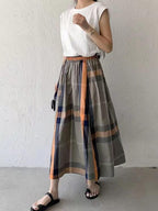 Vintage Plaid Plaid A-line Skirt - PAINEVIDA