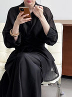 Cross Tie Waist Light Slik Shirt&Skirt 2-Pieces Set - PAINEVIDA