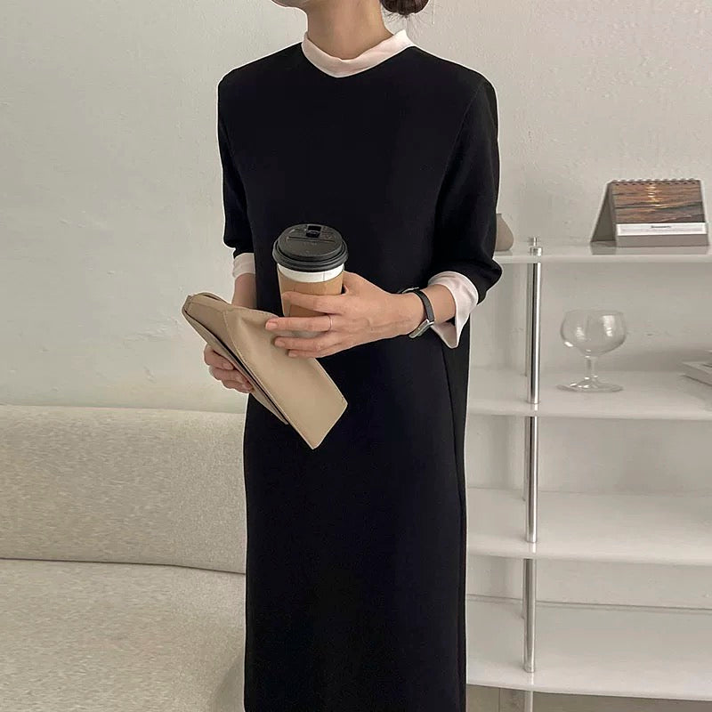 Elegant Stand-Up Collar Bow Dress