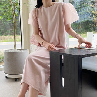 Round Neck Patchwork Long Dress - PAINEVIDA