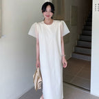 Round Neck Patchwork Long Dress - PAINEVIDA