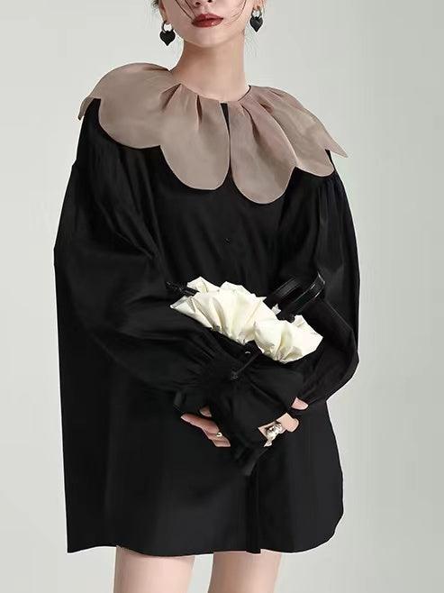 Doll Petal Collar Loose Long Shirt by painevida
