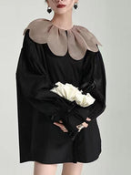 Doll Petal Collar Loose Long Shirt by painevida