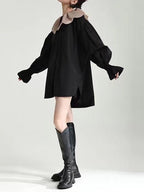 Doll Petal Collar Loose Long Shirt by painevida