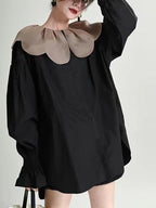 Doll Petal Collar Loose Long Shirt by painevida