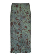 Retro Style Printed Ink Smudged High Waist Skirt - PAINEVIDA