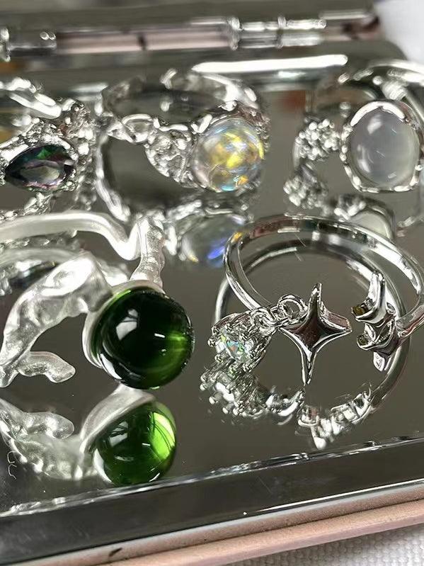 Irregular Moonstone Statement Rings Set - PAINEVIDA