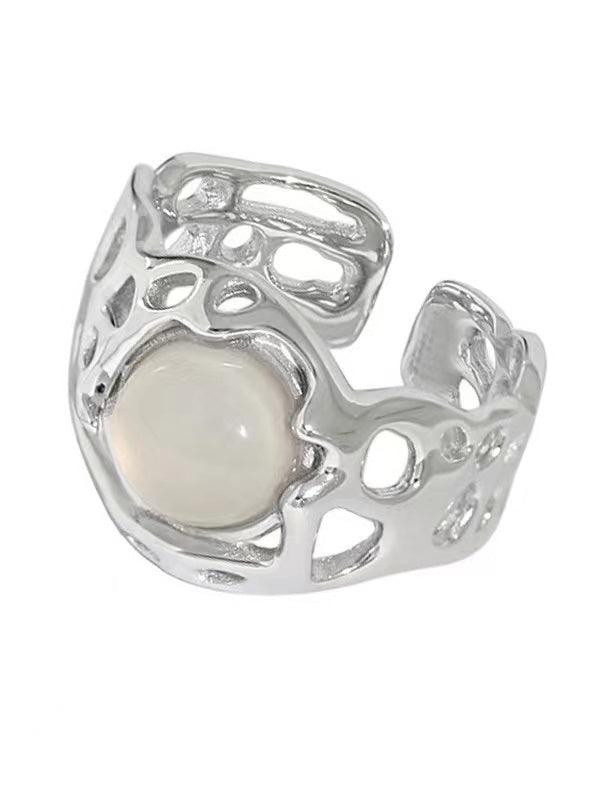 Irregular Moonstone Statement Rings Set - PAINEVIDA