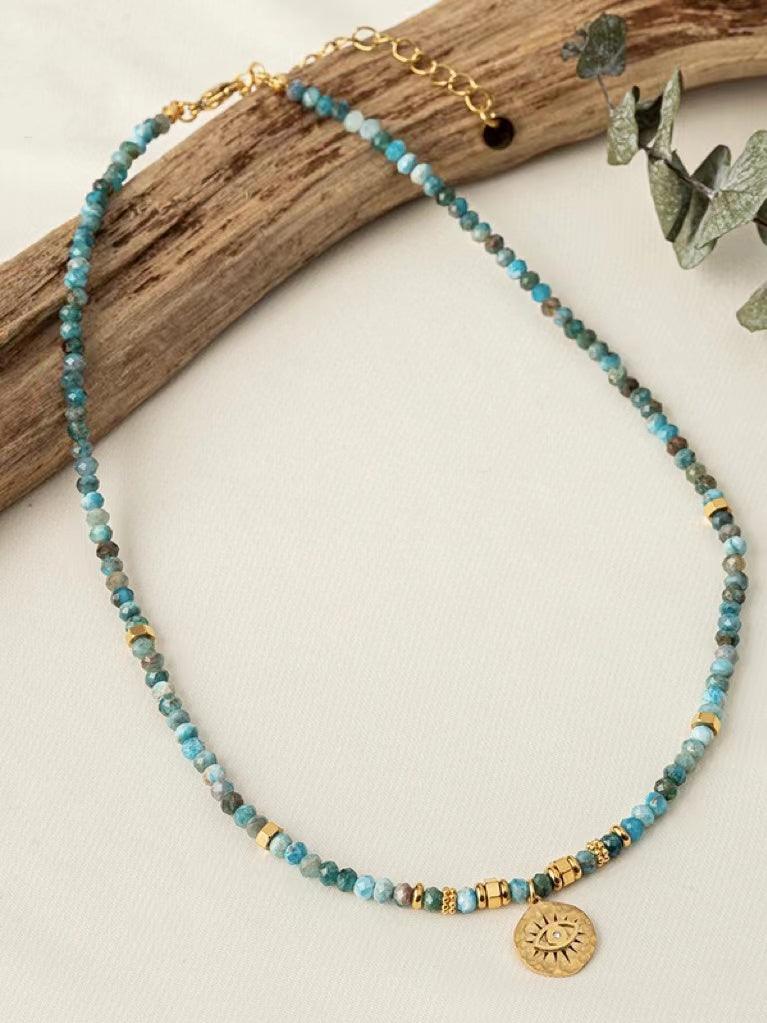 Vintage Natural Turquoise Beaded Devil Angel Necklace by painevida