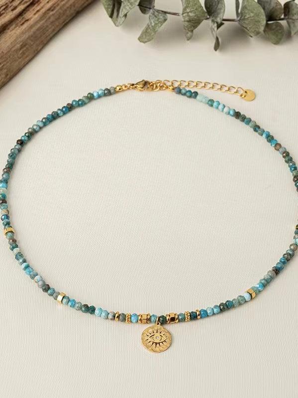 Vintage Natural Turquoise Beaded Devil Angel Necklace - PAINEVIDA