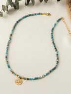 Vintage Natural Turquoise Beaded Devil Angel Necklace by painevida