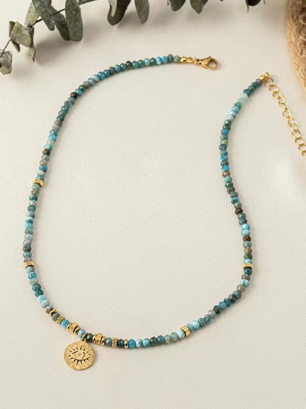 Vintage Natural Turquoise Beaded Devil Angel Necklace - PAINEVIDA