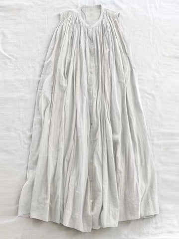 Sleeveless Pleated Pure Cotton A-line Dress - PAINEVIDA