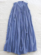 Sleeveless Pleated Pure Cotton A-line Dress - PAINEVIDA