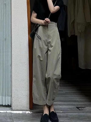 Retro High Waist Drape Wide Leg Pants