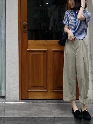 Retro High Waist Drape Wide Leg Pants