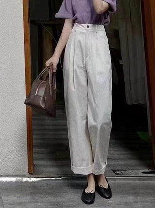 Retro High Waist Drape Wide Leg Pants