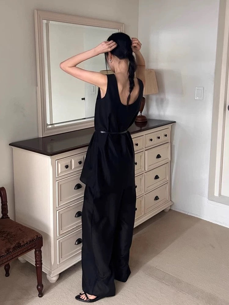 Ice Silk Vest + Casual Trousers Two-Piece Set