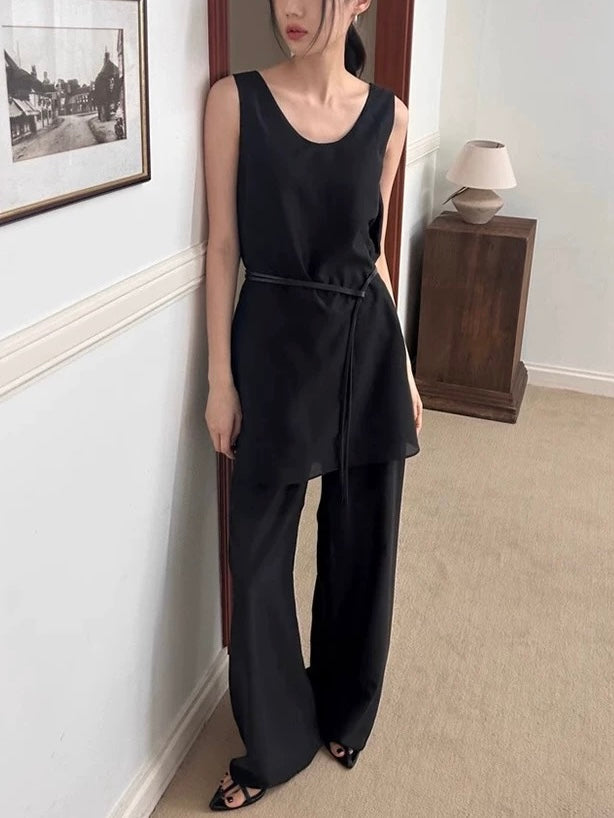 Ice Silk Vest + Casual Trousers Two-Piece Set