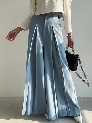 High Waist All-Match Pleated Wide-Leg Pants