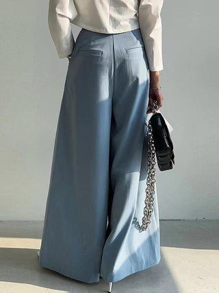 High Waist All-Match Pleated Wide-Leg Pants