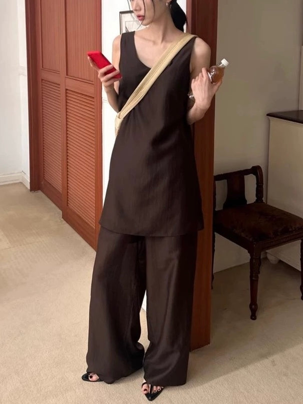 Ice Silk Vest + Casual Trousers Two-Piece Set