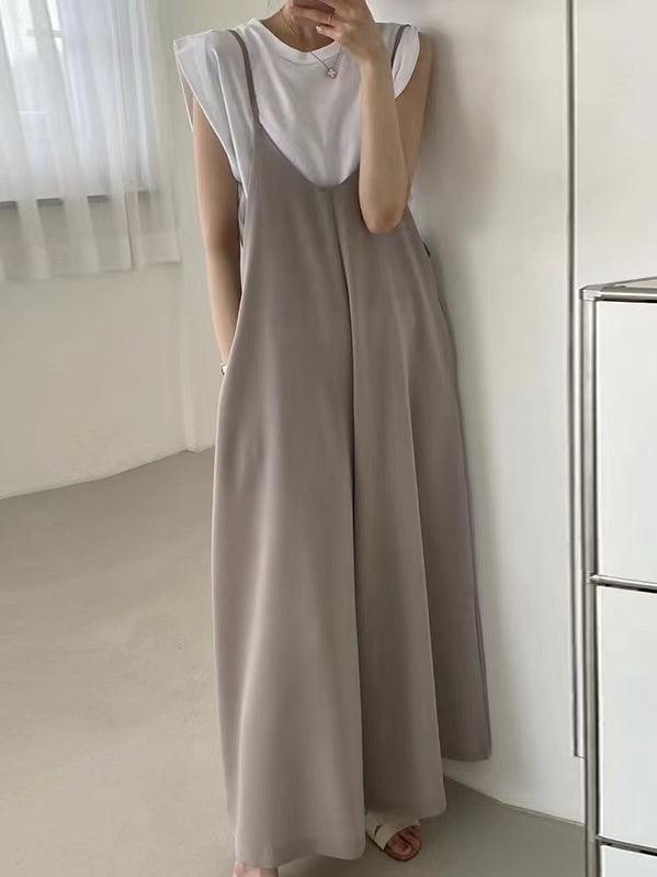 U-Neck Loose Casual Suspenders Jumpsuit by painevida