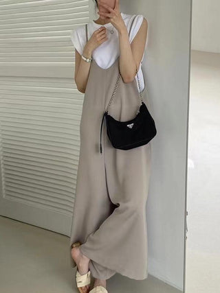 U-Neck Loose Casual Suspenders Jumpsuit