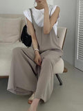 U-Neck Loose Casual Suspenders Jumpsuit - PAINEVIDA