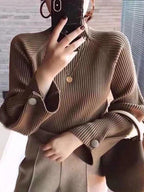 Simple Loose Solid Color High-Neck Sweater by painevida