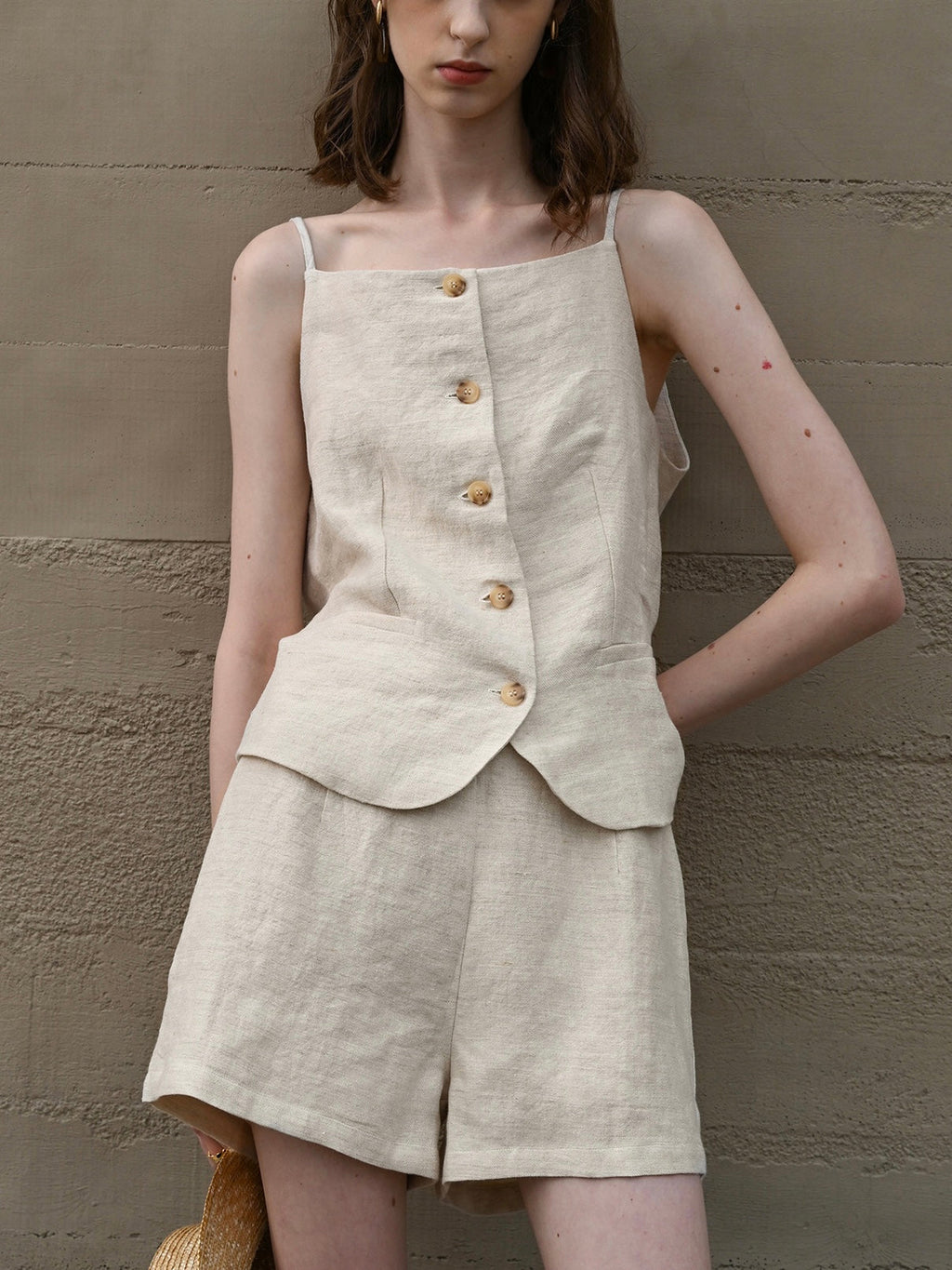 Linen Old Money Style Suspender Vest by painevida