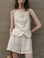 Linen Old Money Style Suspender Vest by painevida