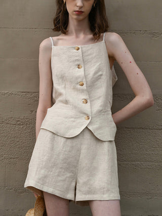 Linen Old Money Style Suspender Vest by painevida