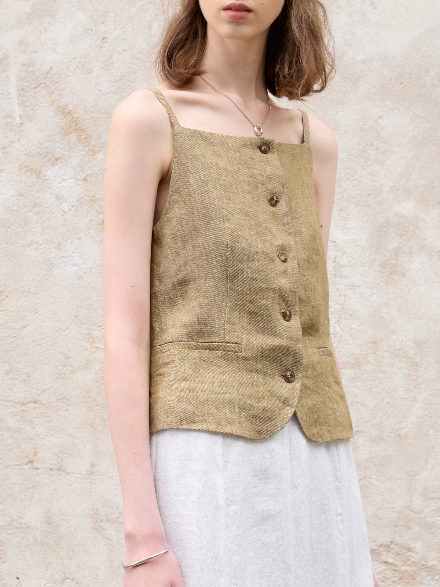 Linen Old Money Style Suspender Vest