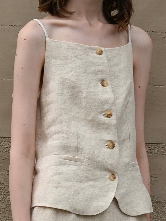 Linen Old Money Style Suspender Vest