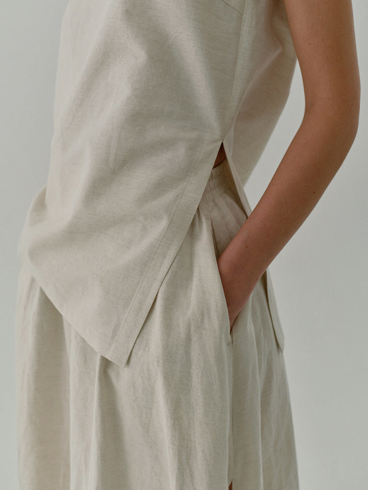 Linen Skirt With Side Slits