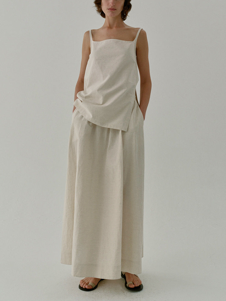 Linen Skirt With Side Slits