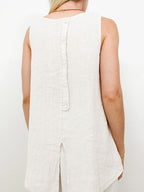 Crew Neck Linen Sleeveless Tank Top by painevida