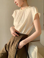 Retro Silk Ruffled Short Sleeve Shirt Top by painevida