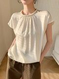 Retro Silk Ruffled Short Sleeve Shirt Top - PAINEVIDA